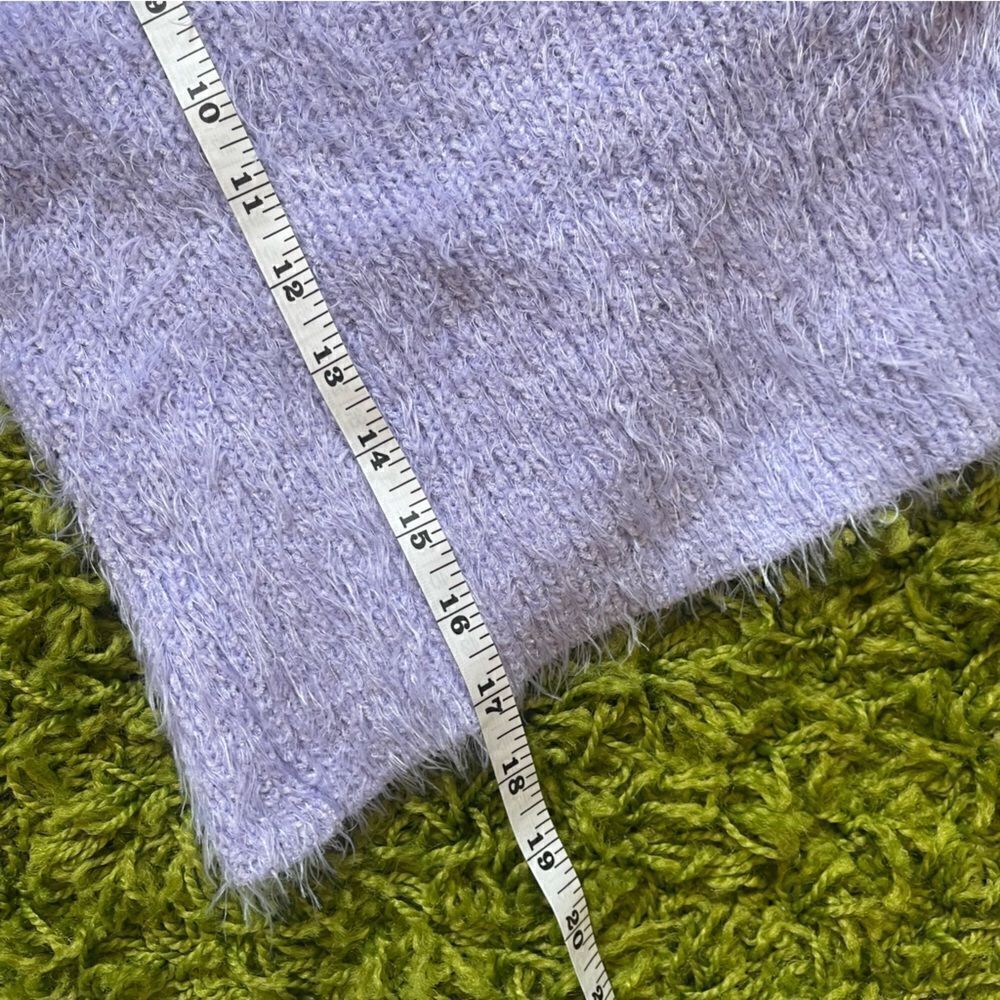 NWT CROP TOP FUZZY PURPLE SWEATER - Picture 8 of 13